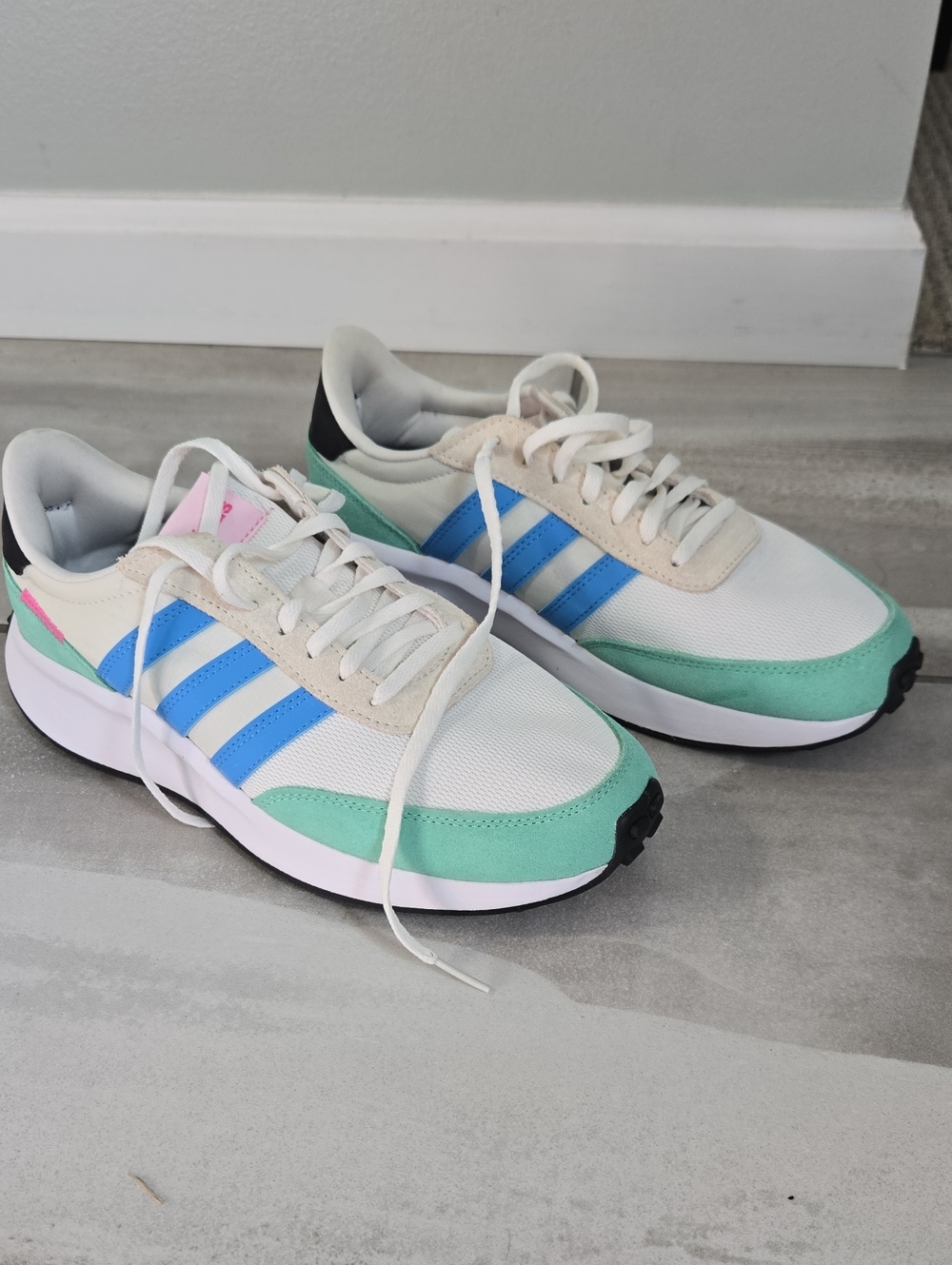 adidas Women's White, Aqua & Blue Retro Runner Sneakers